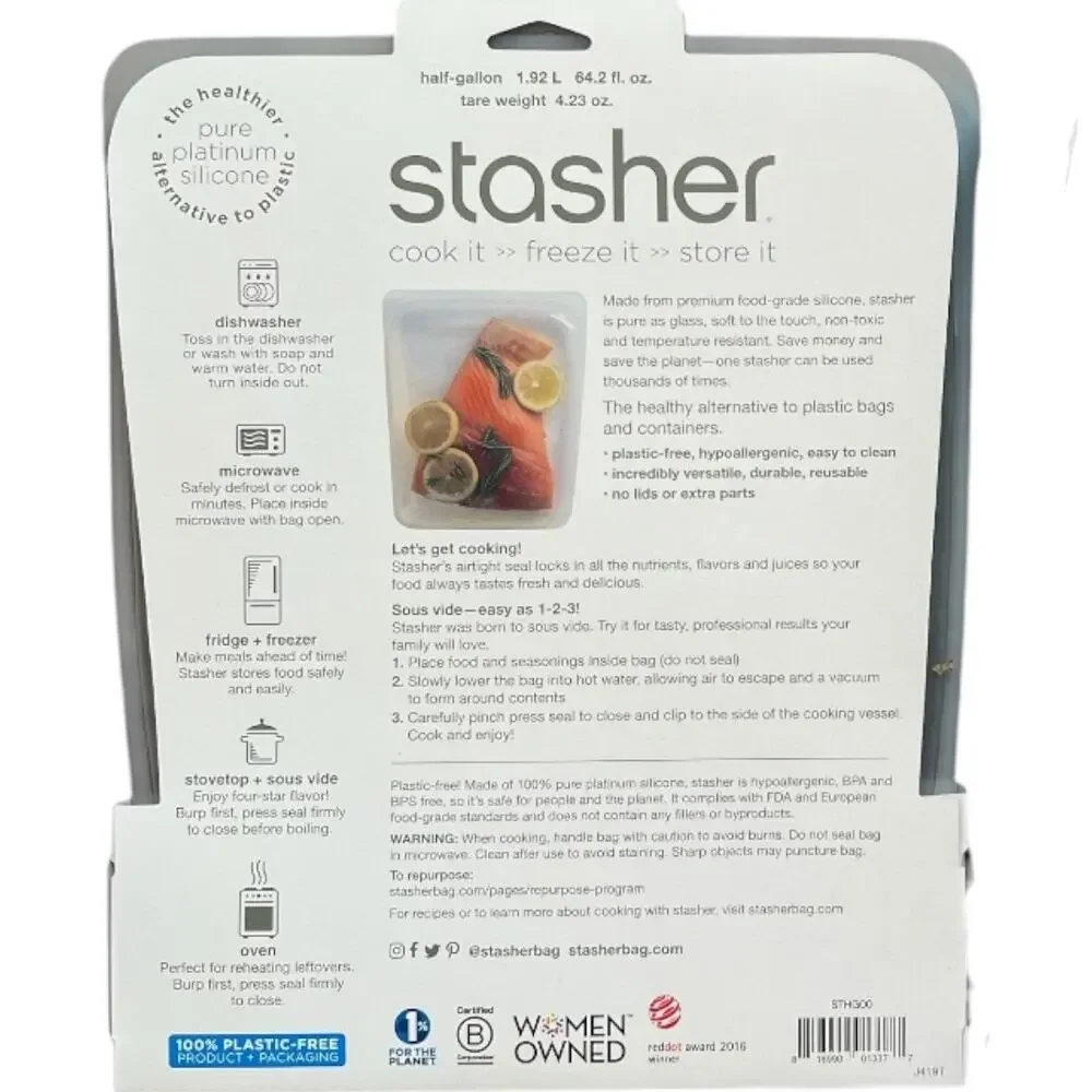 STASHER Reusable Food Storage Bag (Half Gallon)